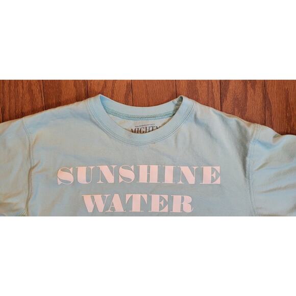 Mighty Fine Crop Top Womens S Small Light Blue Cropped Shirt Long Slv Sunshine - Picture 6 of 10